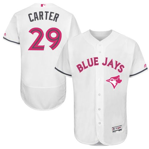 Blue Jays #29 Joe Carter White Flexbase Authentic Collection Mother's Day Stitched MLB Jersey - Click Image to Close